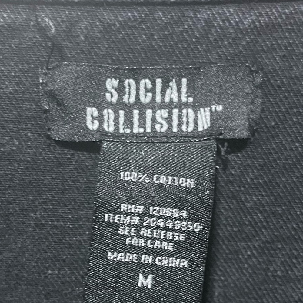 Social Collision Unisex Pride Denim Jacket off black Cotton Size M - Picture 3 of 10